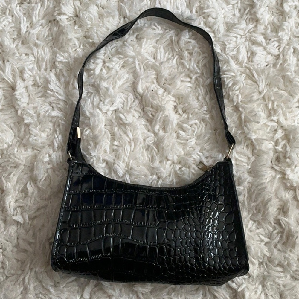 VINTAGE Black Croc Embossed Mini Purse